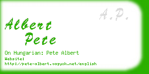 albert pete business card